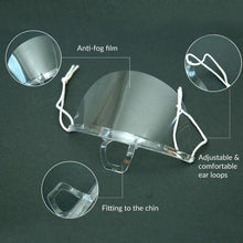 Load image into Gallery viewer, Transparent Plastic Chef Mouth Mask for Restaurant Anti-Fog Sanitary Open Face Guard CSFS001