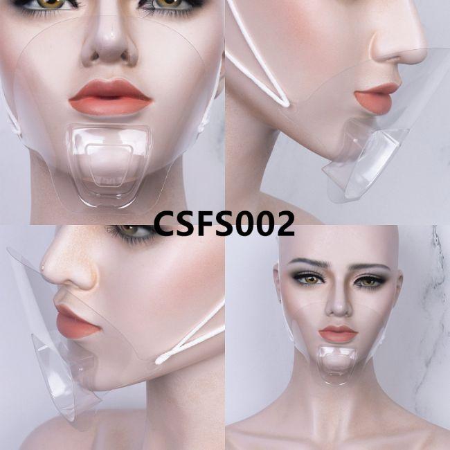 Transparent PET Chef Mouth Mask for Restaurant Anti-Fog Sanitary Open Face Guard CSFS002